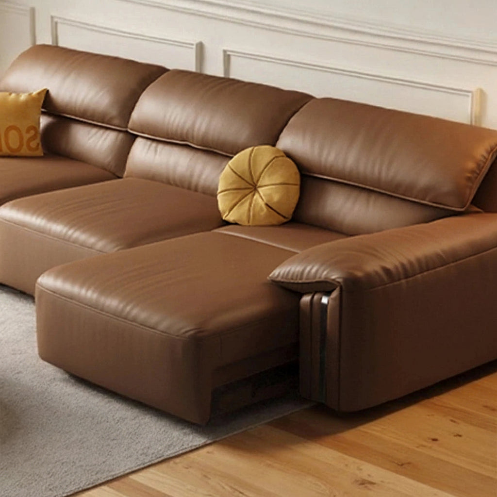 EliteLounge Electric Leather Sofa Bed with Adjustable Seating &amp; Chaise Manwatstore