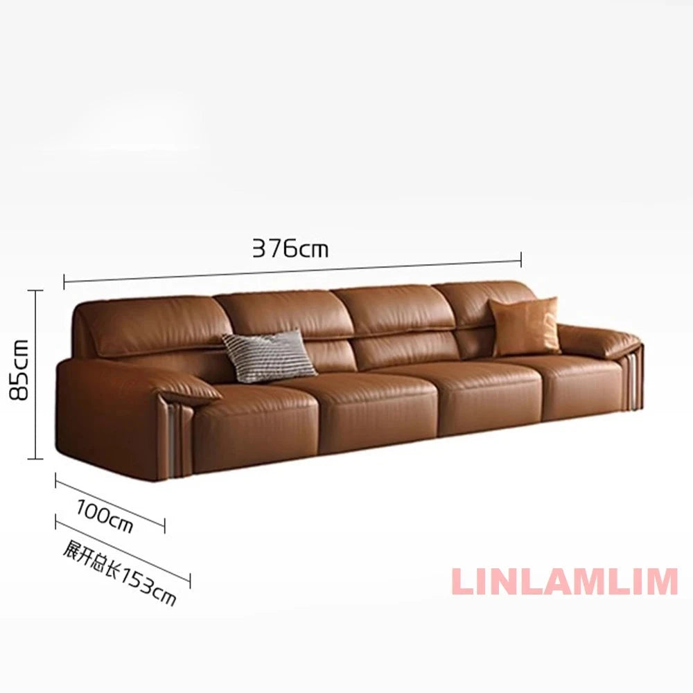 EliteLounge Electric Leather Sofa Bed with Adjustable Seating & Chaise Manwatstore
