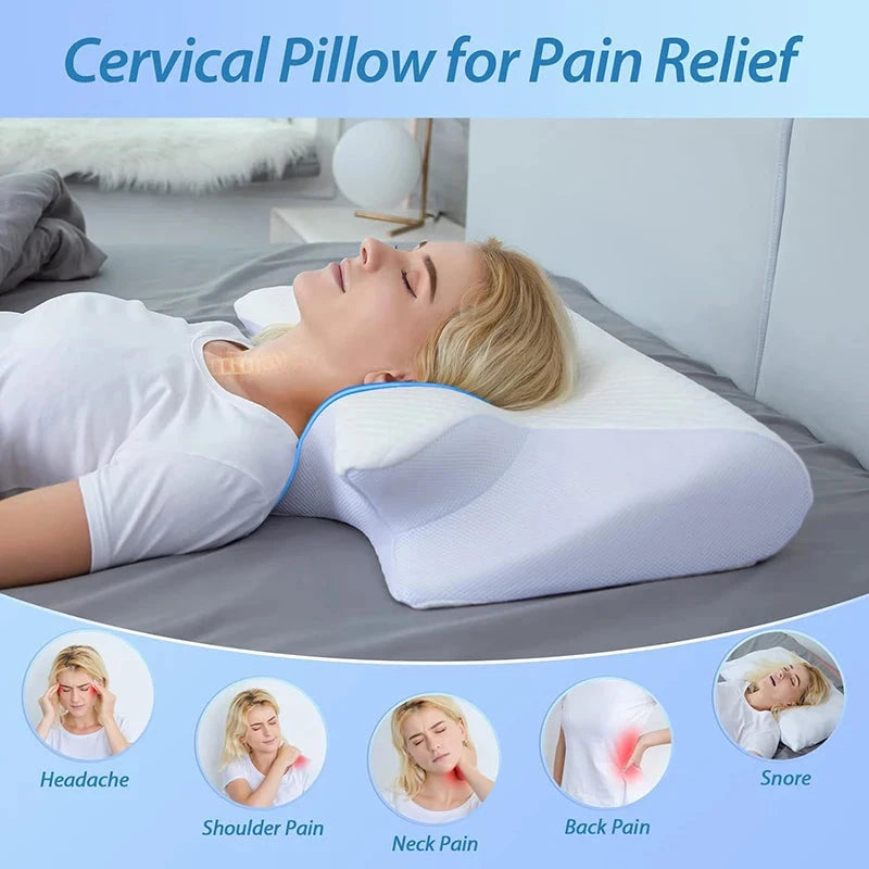 Ergonomic Memory Foam Cervical Pillow – 2-in-1 Contour Design for Neck Pain Relief Memory Foam Medicted Pillows Manwatstore