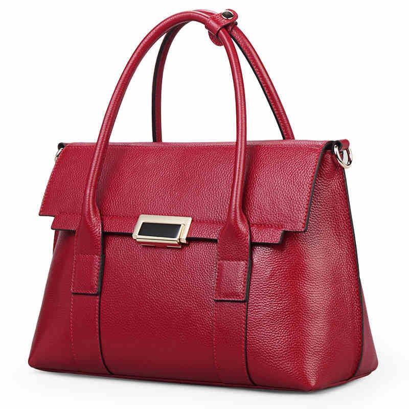 European And American New Leather Handbags, Big Bags, Ladies All-match Handbags, First Layer Cowhide Single Shoulder Messenger Bag 0 Manwatstore
