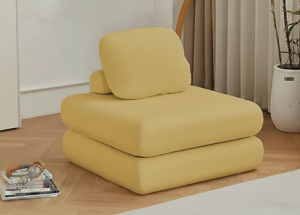 Fabric single sofa, sweet potato sofa bed, small-sized living room folding dual-use tatami, tofu block lazy sofa Manwatstore