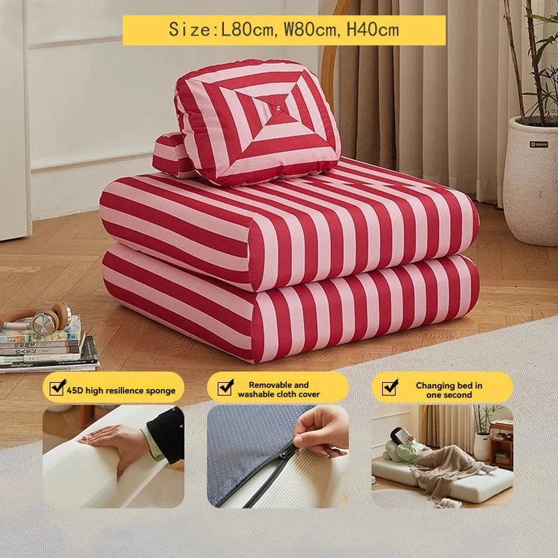 Fabric single sofa, sweet potato sofa bed, small-sized living room folding dual-use tatami, tofu block lazy sofa Manwatstore