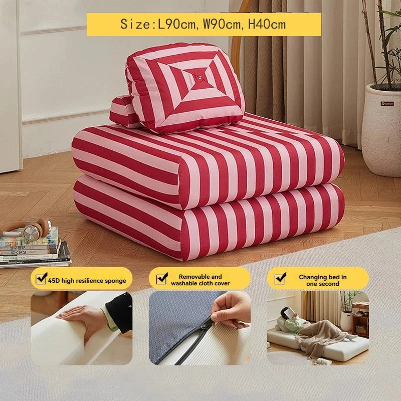 Fabric single sofa, sweet potato sofa bed, small-sized living room folding dual-use tatami, tofu block lazy sofa Manwatstore