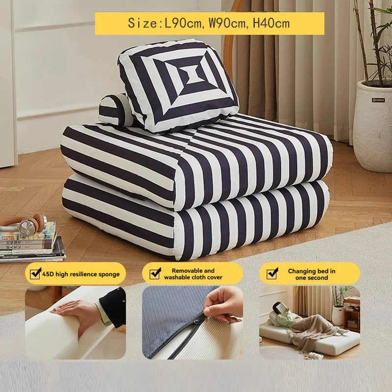 Fabric single sofa, sweet potato sofa bed, small-sized living room folding dual-use tatami, tofu block lazy sofa Manwatstore