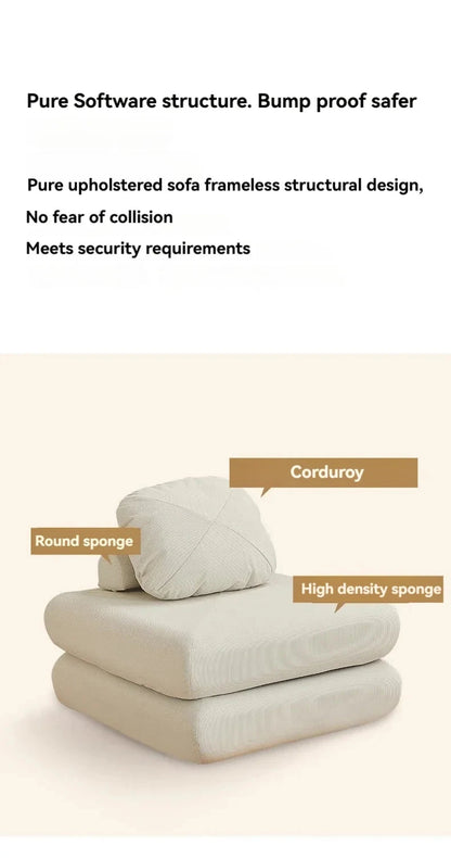 Fabric single sofa, sweet potato sofa bed, small-sized living room folding dual-use tatami, tofu block lazy sofa Manwatstore