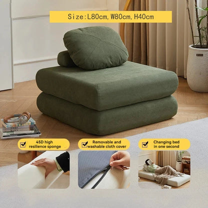 Fabric single sofa, sweet potato sofa bed, small-sized living room folding dual-use tatami, tofu block lazy sofa Manwatstore