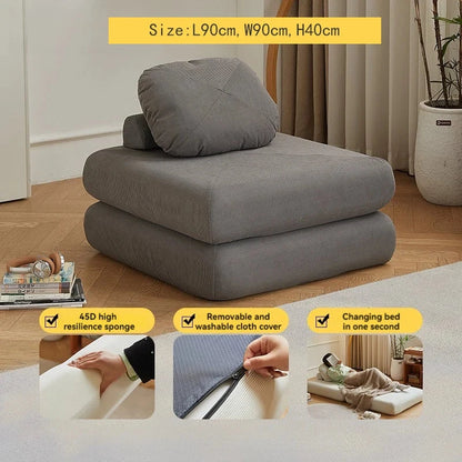 Fabric single sofa, sweet potato sofa bed, small-sized living room folding dual-use tatami, tofu block lazy sofa Manwatstore