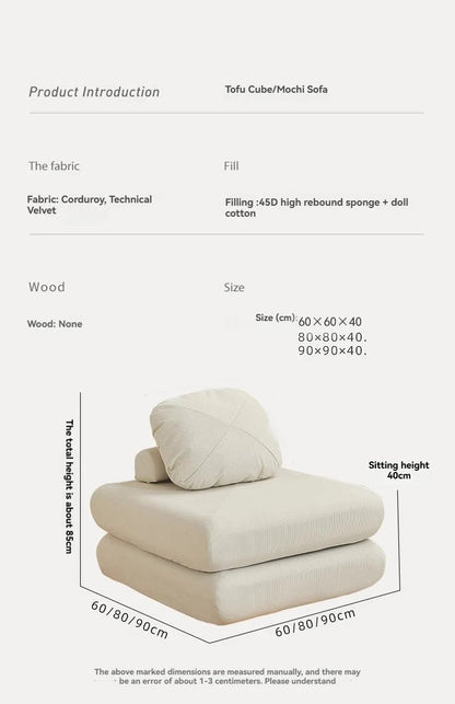 Fabric single sofa, sweet potato sofa bed, small-sized living room folding dual-use tatami, tofu block lazy sofa Manwatstore