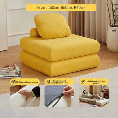 Fabric single sofa, sweet potato sofa bed, small-sized living room folding dual-use tatami, tofu block lazy sofa Manwatstore