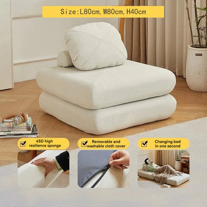 Fabric single sofa, sweet potato sofa bed, small-sized living room folding dual-use tatami, tofu block lazy sofa Manwatstore