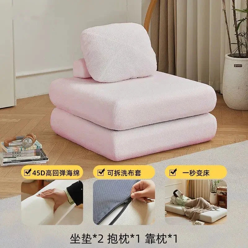Fabric single sofa, sweet potato sofa bed, small-sized living room folding dual-use tatami, tofu block lazy sofa Manwatstore