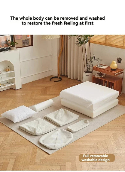 Fabric single sofa, sweet potato sofa bed, small-sized living room folding dual-use tatami, tofu block lazy sofa Manwatstore