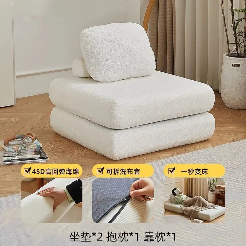 Fabric single sofa, sweet potato sofa bed, small-sized living room folding dual-use tatami, tofu block lazy sofa Manwatstore