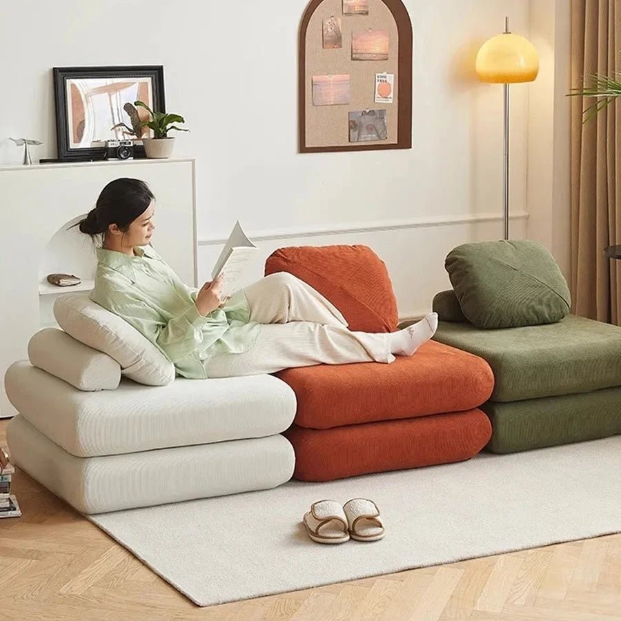 Fabric single sofa, sweet potato sofa bed, small-sized living room folding dual-use tatami, tofu block lazy sofa Manwatstore