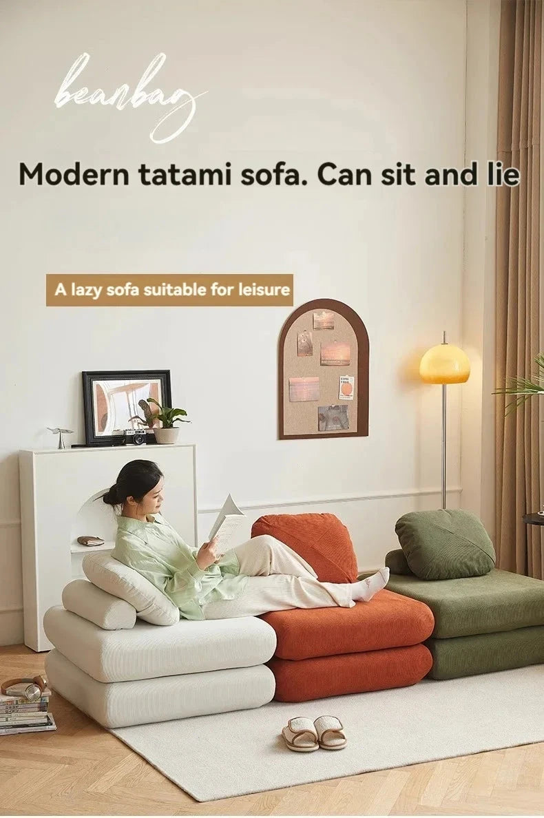Fabric single sofa, sweet potato sofa bed, small-sized living room folding dual-use tatami, tofu block lazy sofa Manwatstore