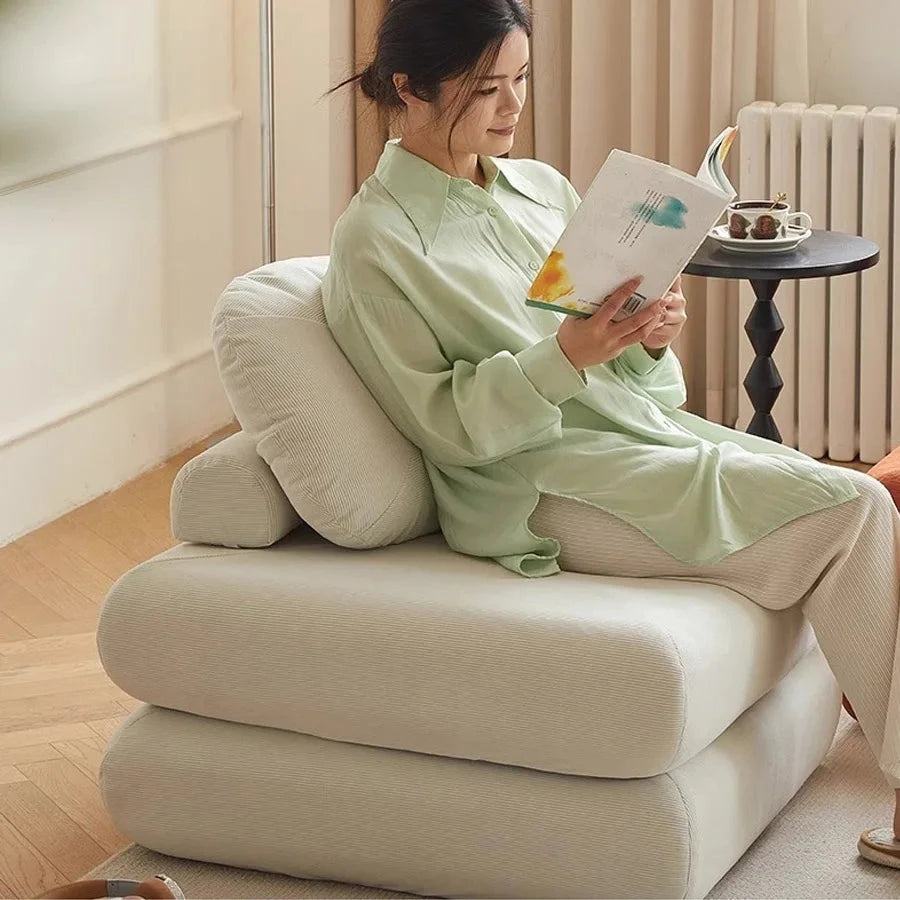 Fabric single sofa, sweet potato sofa bed, small-sized living room folding dual-use tatami, tofu block lazy sofa Manwatstore