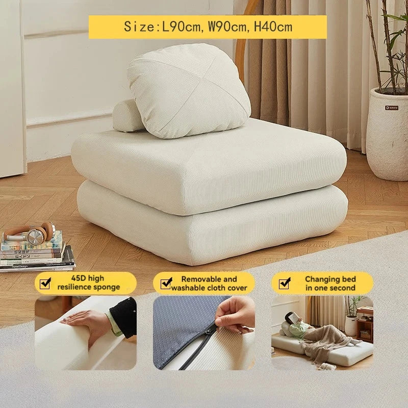Fabric single sofa, sweet potato sofa bed, small-sized living room folding dual-use tatami, tofu block lazy sofa Manwatstore