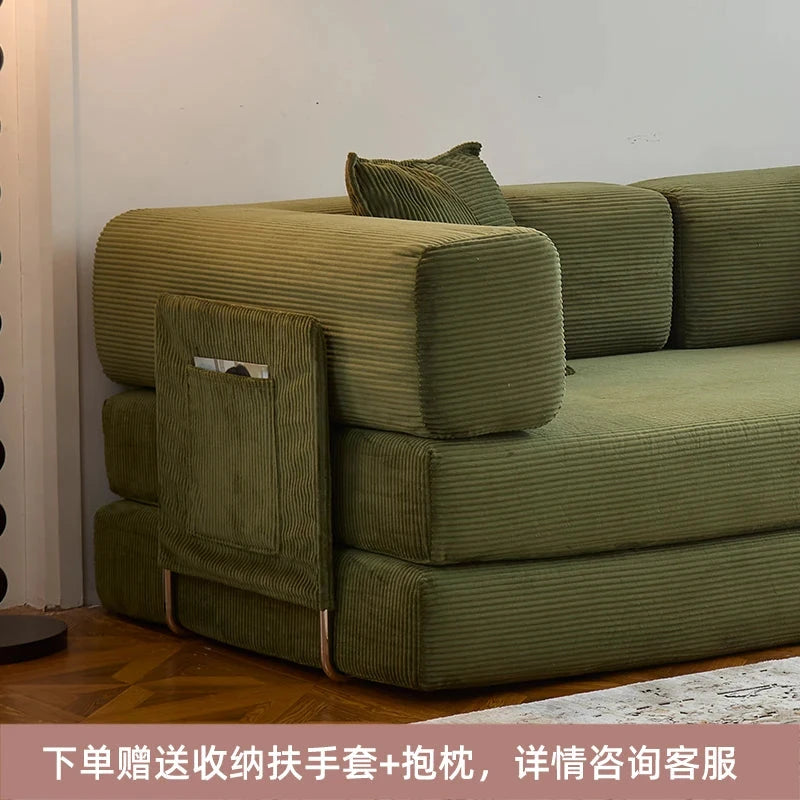 Fabric sofa bed folding dual-purpose free combination module sofa living room simple modern cream style teddy sofa Manwatstore