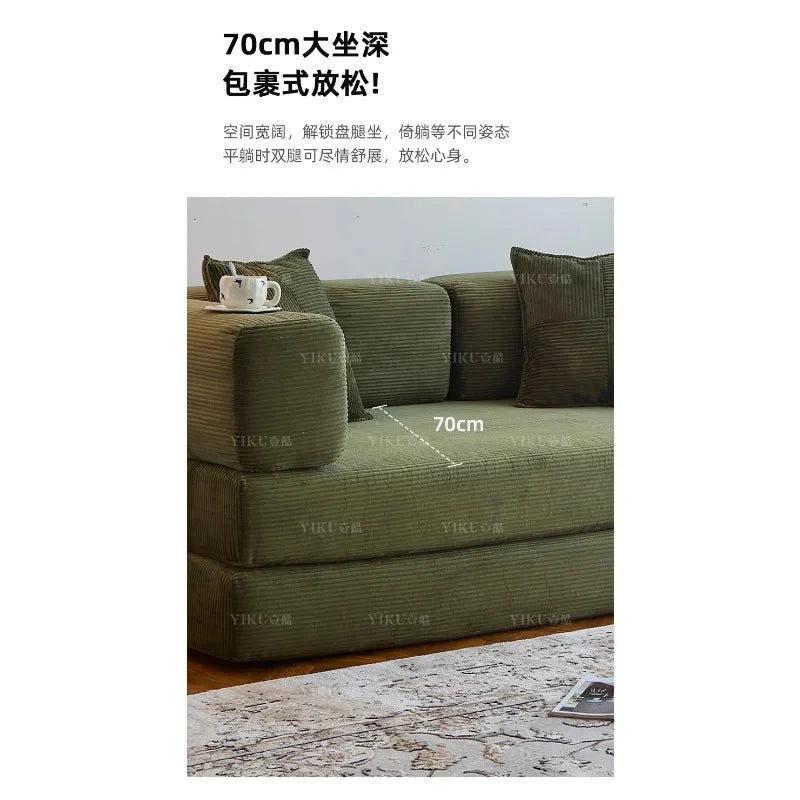 Fabric sofa bed folding dual-purpose free combination module sofa living room simple modern cream style teddy sofa Manwatstore