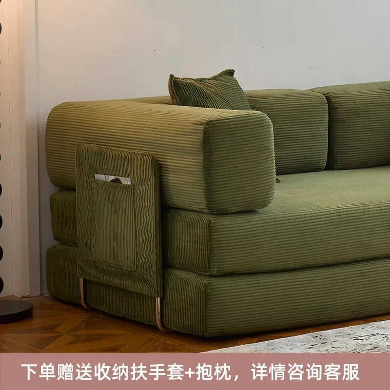 Fabric sofa bed folding dual-purpose free combination module sofa living room simple modern cream style teddy sofa Manwatstore