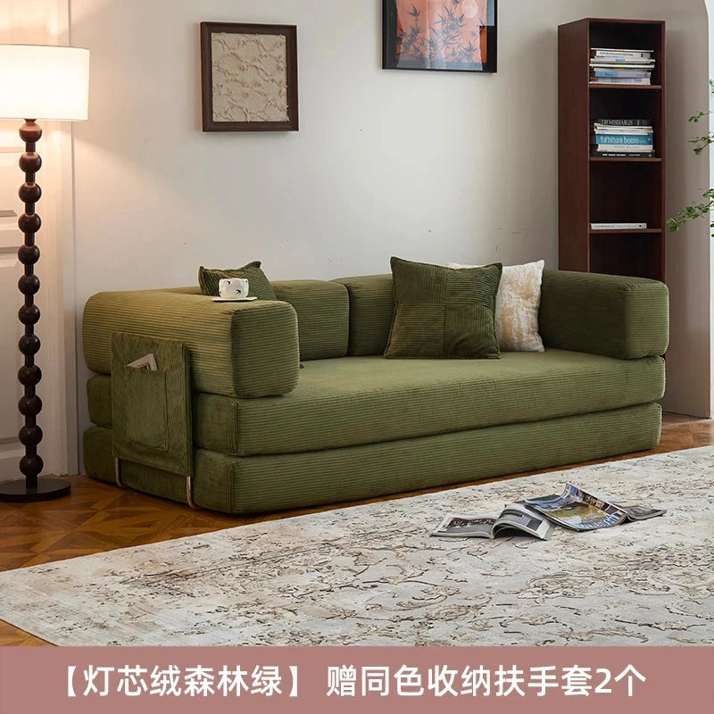 Fabric sofa bed folding dual-purpose free combination module sofa living room simple modern cream style teddy sofa Manwatstore