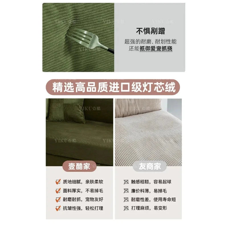 Fabric sofa bed folding dual-purpose free combination module sofa living room simple modern cream style teddy sofa Manwatstore
