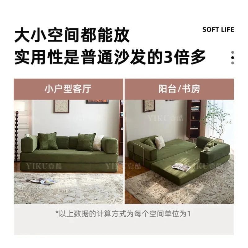 Fabric sofa bed folding dual-purpose free combination module sofa living room simple modern cream style teddy sofa Manwatstore