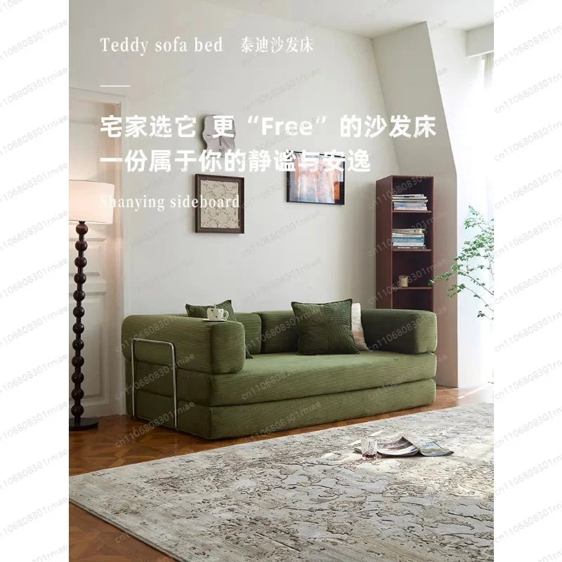 Fabric sofa bed folding dual-purpose free combination module sofa living room simple modern cream style teddy sofa Manwatstore