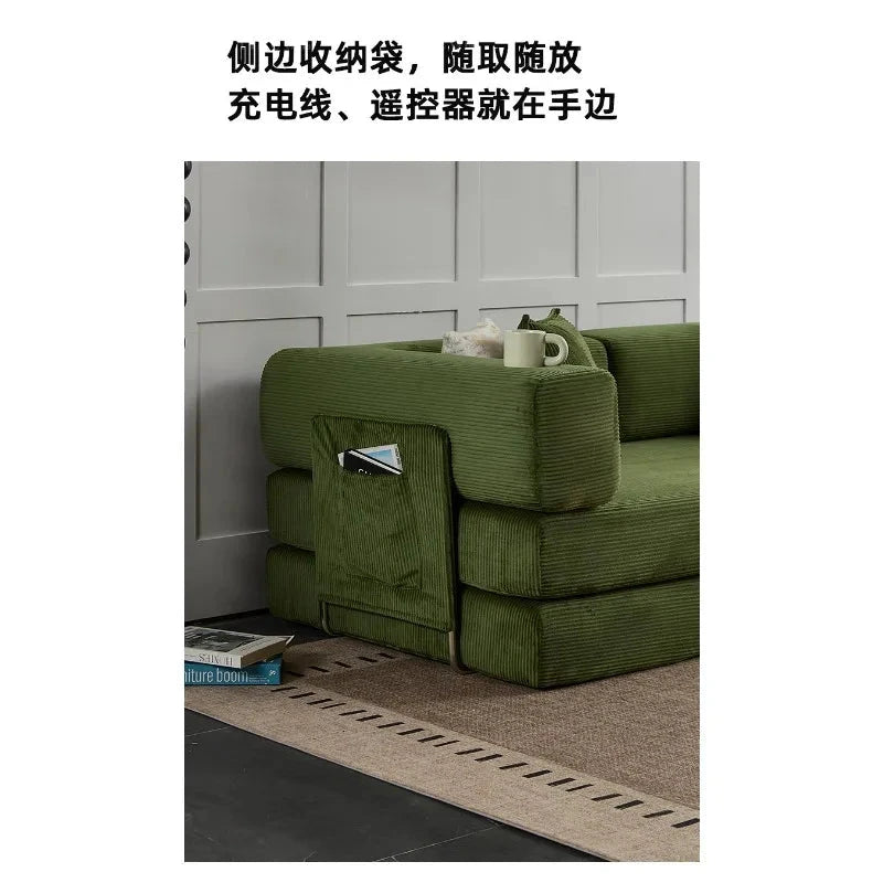 Fabric sofa bed folding dual-purpose free combination module sofa living room simple modern cream style teddy sofa Manwatstore