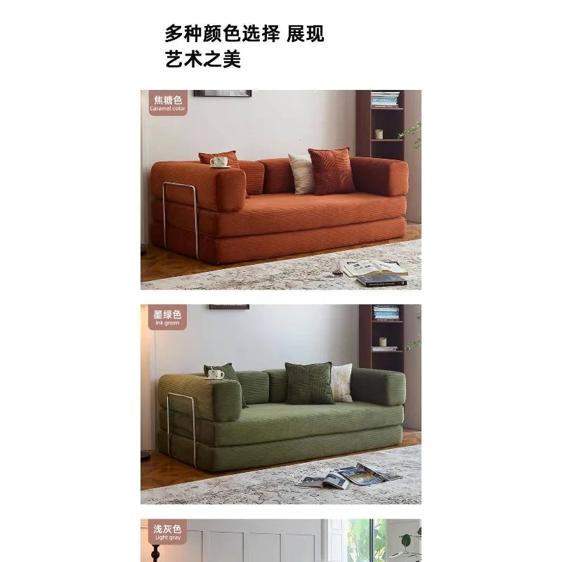 Fabric sofa bed folding dual-purpose free combination module sofa living room simple modern cream style teddy sofa Manwatstore
