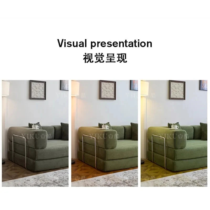 Fabric sofa bed folding dual-purpose free combination module sofa living room simple modern cream style teddy sofa Manwatstore