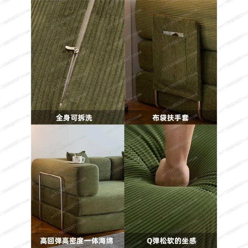 Fabric sofa bed folding dual-purpose free combination module sofa living room simple modern cream style teddy sofa Manwatstore