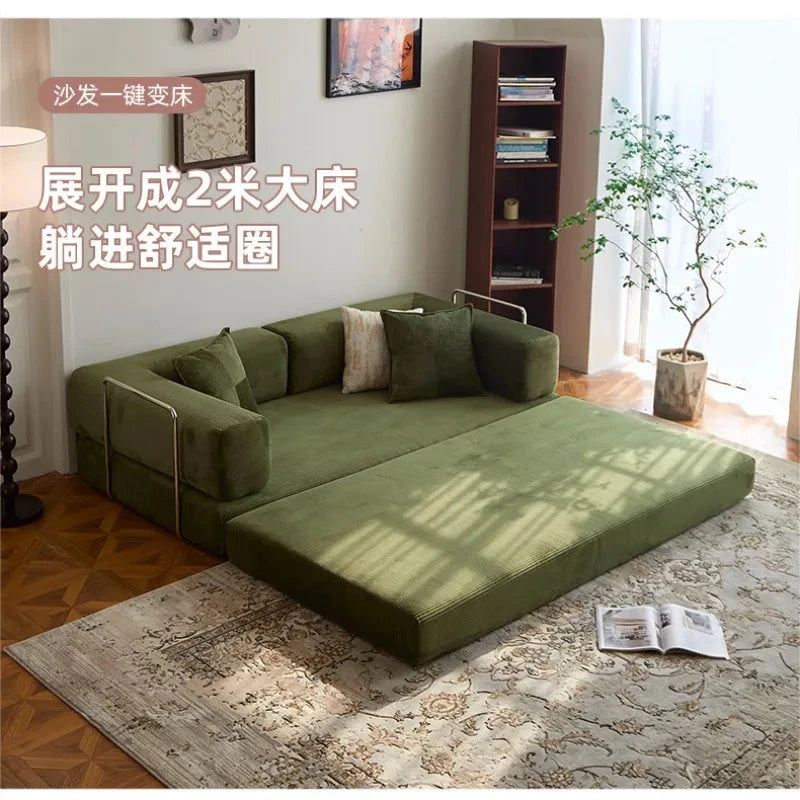 Fabric sofa bed folding dual-purpose free combination module sofa living room simple modern cream style teddy sofa Manwatstore