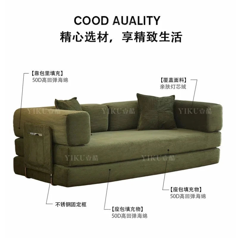 Fabric sofa bed folding dual-purpose free combination module sofa living room simple modern cream style teddy sofa Manwatstore