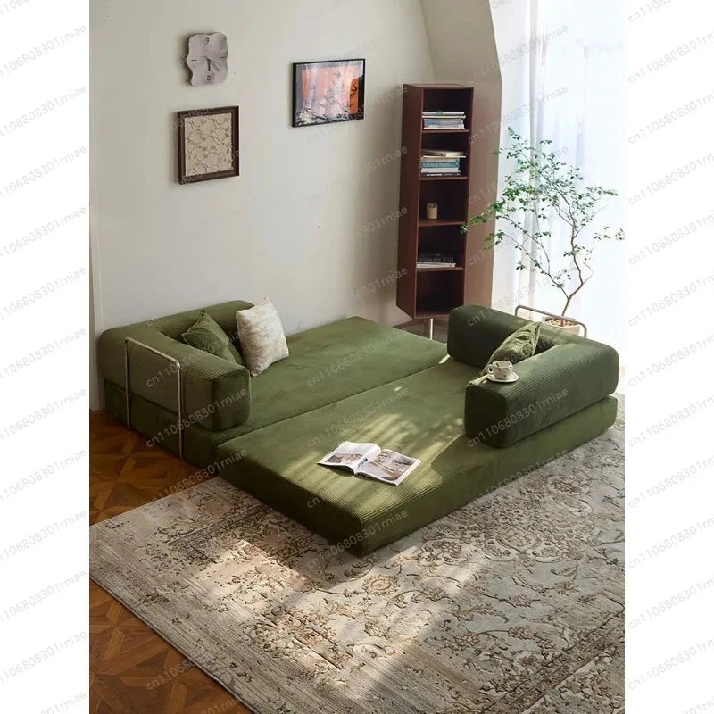 Fabric sofa bed folding dual-purpose free combination module sofa living room simple modern cream style teddy sofa Manwatstore