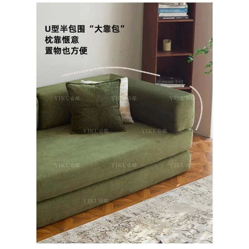 Fabric sofa bed folding dual-purpose free combination module sofa living room simple modern cream style teddy sofa Manwatstore