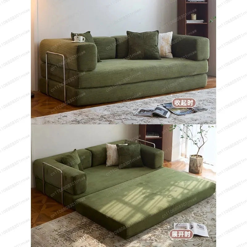 Fabric sofa bed folding dual-purpose free combination module sofa living room simple modern cream style teddy sofa Manwatstore