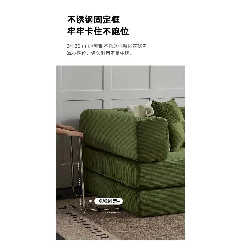 Fabric sofa bed folding dual-purpose free combination module sofa living room simple modern cream style teddy sofa Manwatstore