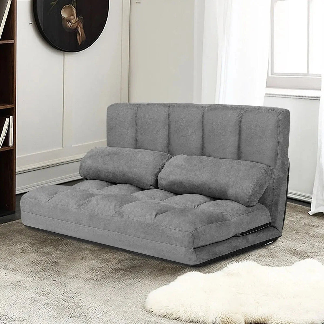 FlexiLounge Folding Floor Sofa Chair with Adjustable Backrest &amp; Pillows Manwatstore