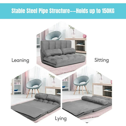 FlexiLounge Folding Floor Sofa Chair with Adjustable Backrest &amp; Pillows Manwatstore