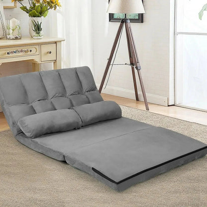 FlexiLounge Folding Floor Sofa Chair with Adjustable Backrest &amp; Pillows Manwatstore