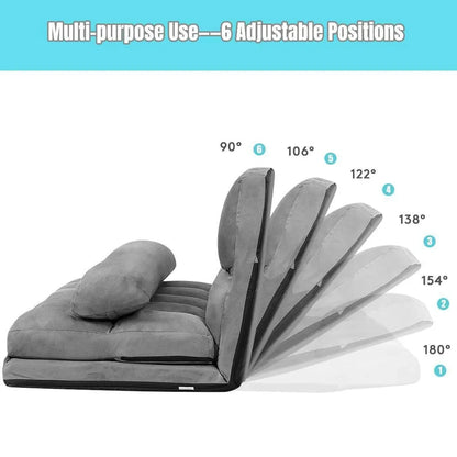 FlexiLounge Folding Floor Sofa Chair with Adjustable Backrest &amp; Pillows Manwatstore