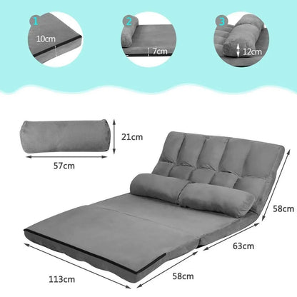 FlexiLounge Folding Floor Sofa Chair with Adjustable Backrest &amp; Pillows Manwatstore