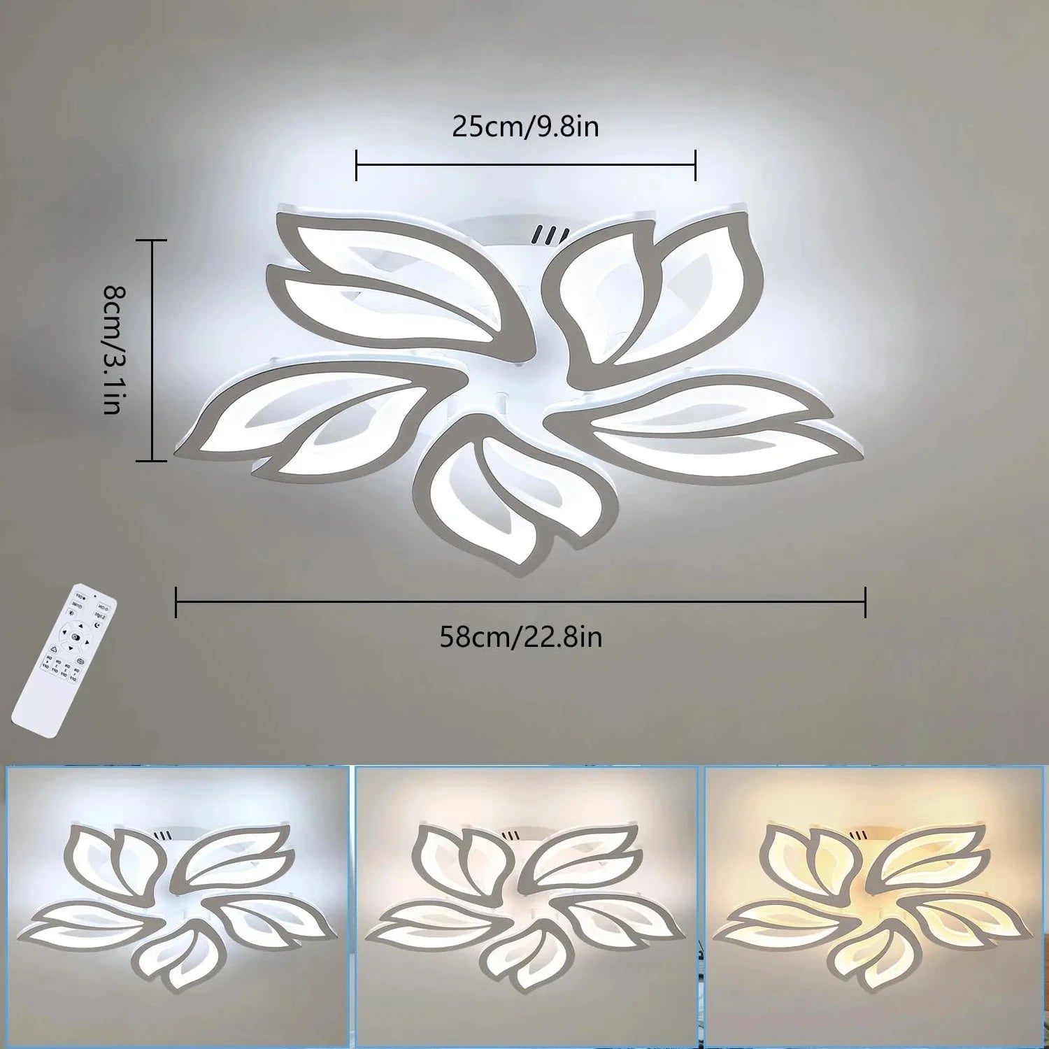 Flower Ceiling Fan with LED Light – Remote Controlled &amp; Dimmable Manwatstore