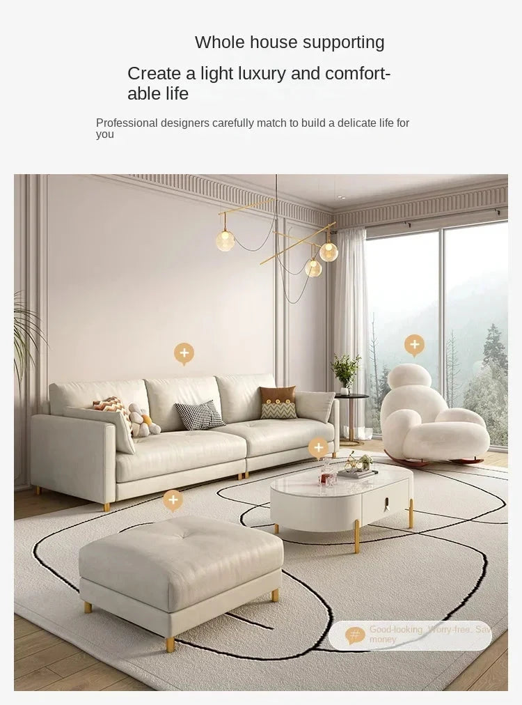 Fluffy White Lounge Recliner – Modern Ergonomic Floor Rocking Chair Manwatstore