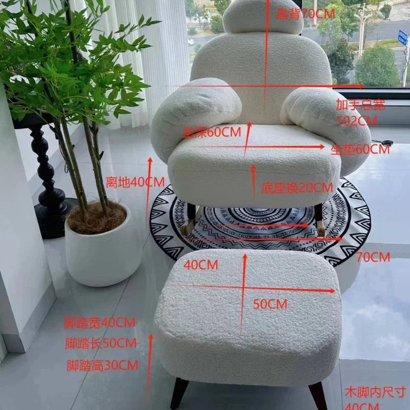 Fluffy White Lounge Recliner – Modern Ergonomic Floor Rocking Chair Manwatstore