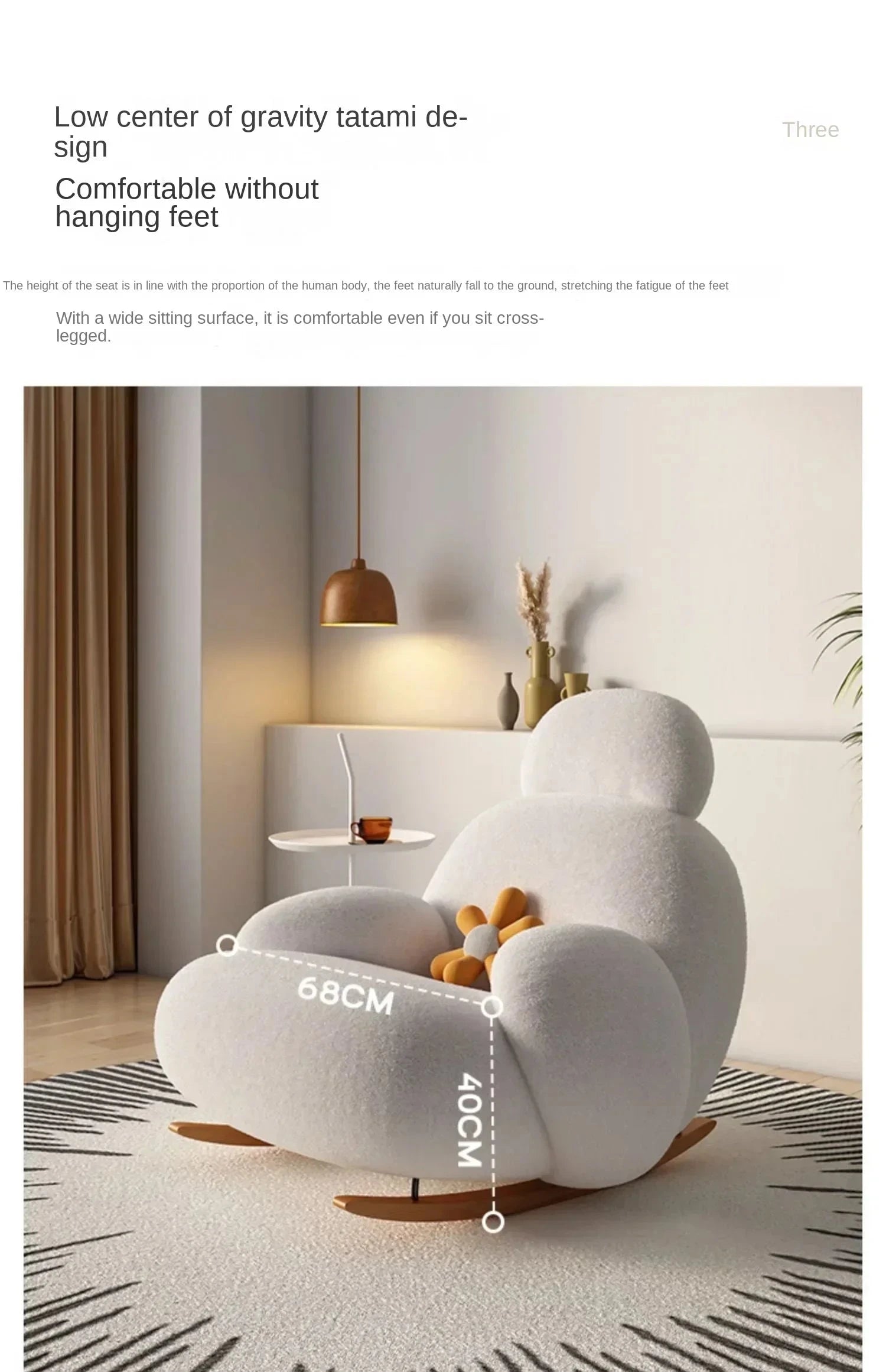 Fluffy White Lounge Recliner – Modern Ergonomic Floor Rocking Chair Manwatstore