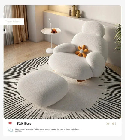 Fluffy White Lounge Recliner – Modern Ergonomic Floor Rocking Chair Manwatstore