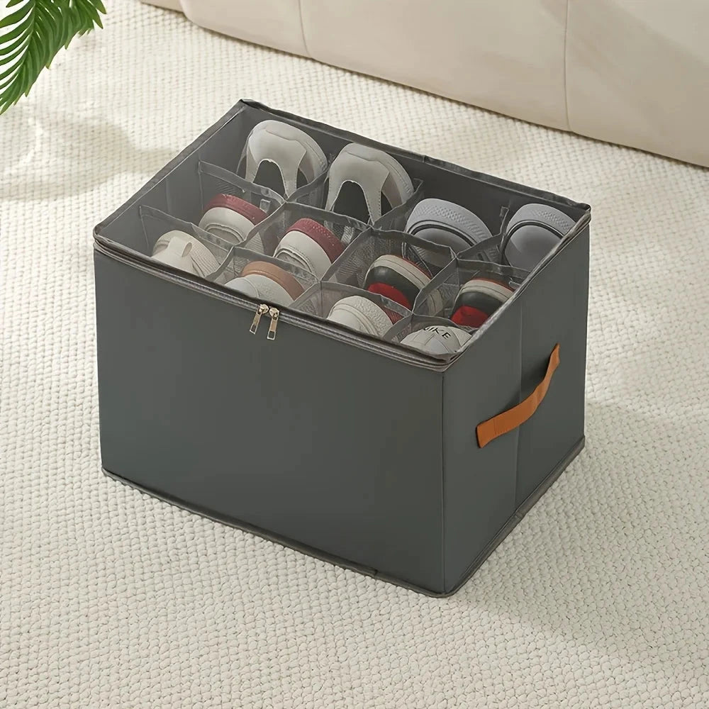 Foldable Shoe Storage Box with Lid – Oxford Fabric Dustproof Shoe Organiser for Shoes, Clothes &amp; AccessoriesFoldable Shoe Storage Box with Lid – Oxford Fabric Dustproof Shoe Organiser for Shoes, Clothes &amp; Accessories Manwatstore