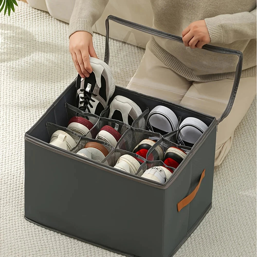 Foldable Shoe Storage Box with Lid – Oxford Fabric Dustproof Shoe Organiser for Shoes, Clothes &amp; AccessoriesFoldable Shoe Storage Box with Lid – Oxford Fabric Dustproof Shoe Organiser for Shoes, Clothes &amp; Accessories Manwatstore